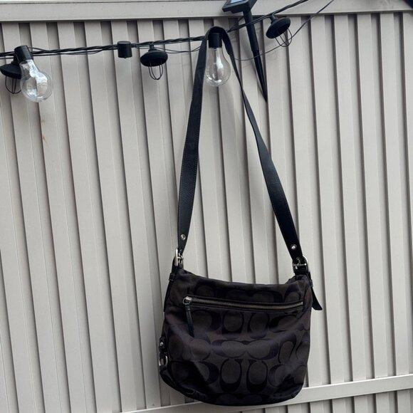 COACH F15067 Vintage Y2K Black Monogram Canvas Crossbody Bag - Picture 2 of 10